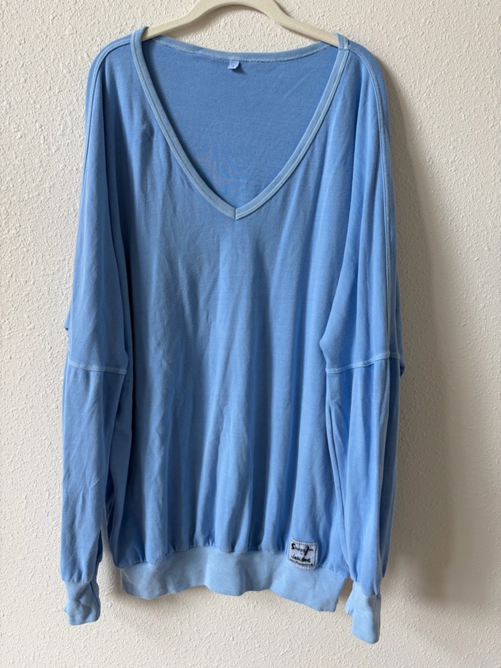 Sloppy Joe Raglan V Neck Top Sweater Diana Blue Size 3 / Large Oversized Casual